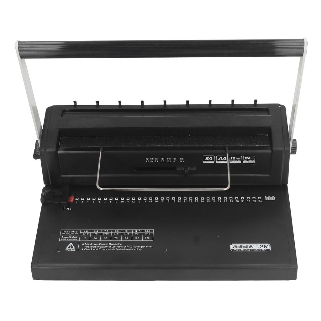 Mașină de legat Liant cu sârmă spiralată 34 găuri pătrate Perforare 12 coli 80 g Legare 120 coli pentru A