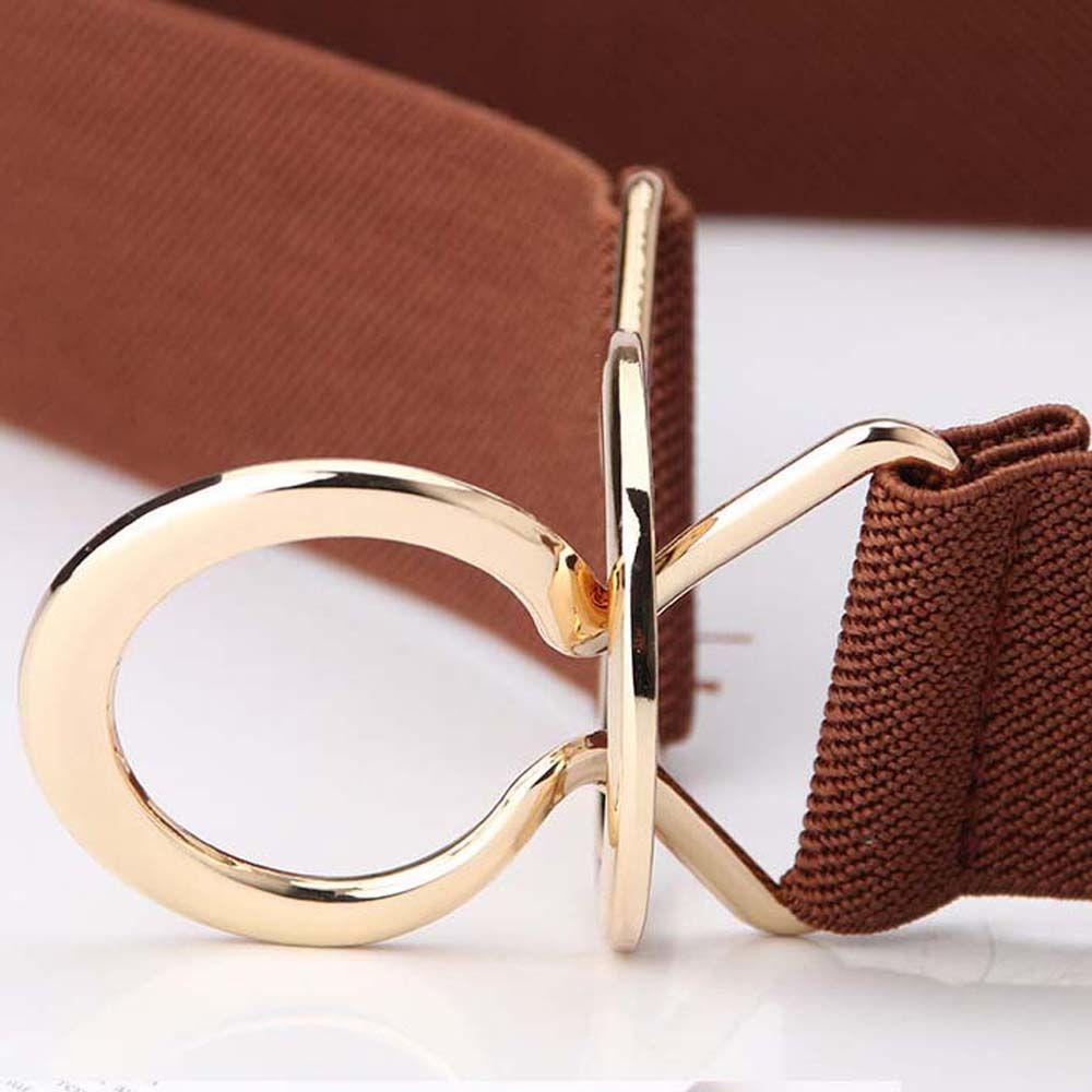 Decoration Geometric Women Waistband Gold Round Buckle Belt Female Waist Strap Elastic Waist Belt