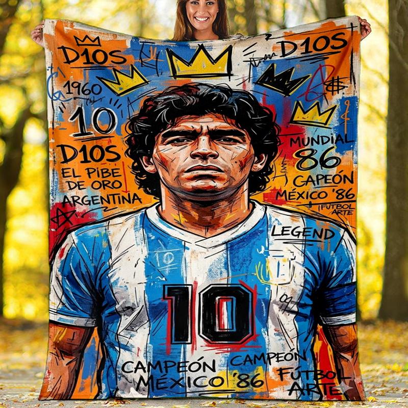 Diego Maradona Print Flannel Blanket, Soft Warm Lightweight Throw Blanket for living Room,Sofa Bed Camping office