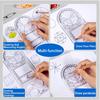 Multifunctional Geometric Ruler Set,Mathematics Drawing Ruler Geometric Drawing Template Measuring Tool Draft Rulers Million Flower Rulers