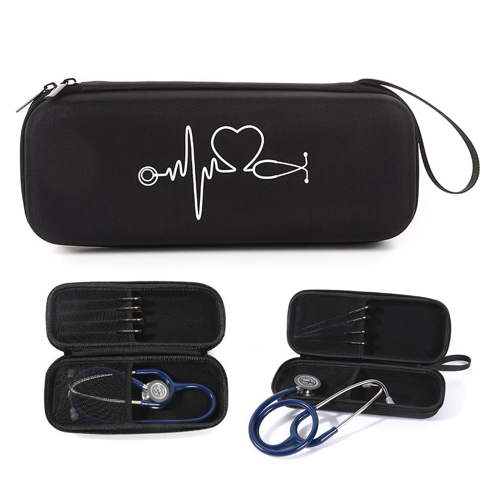 Portable EVA Black Hard Shell Storage Bag for Medical Stethoscopes and First Aid Supplies