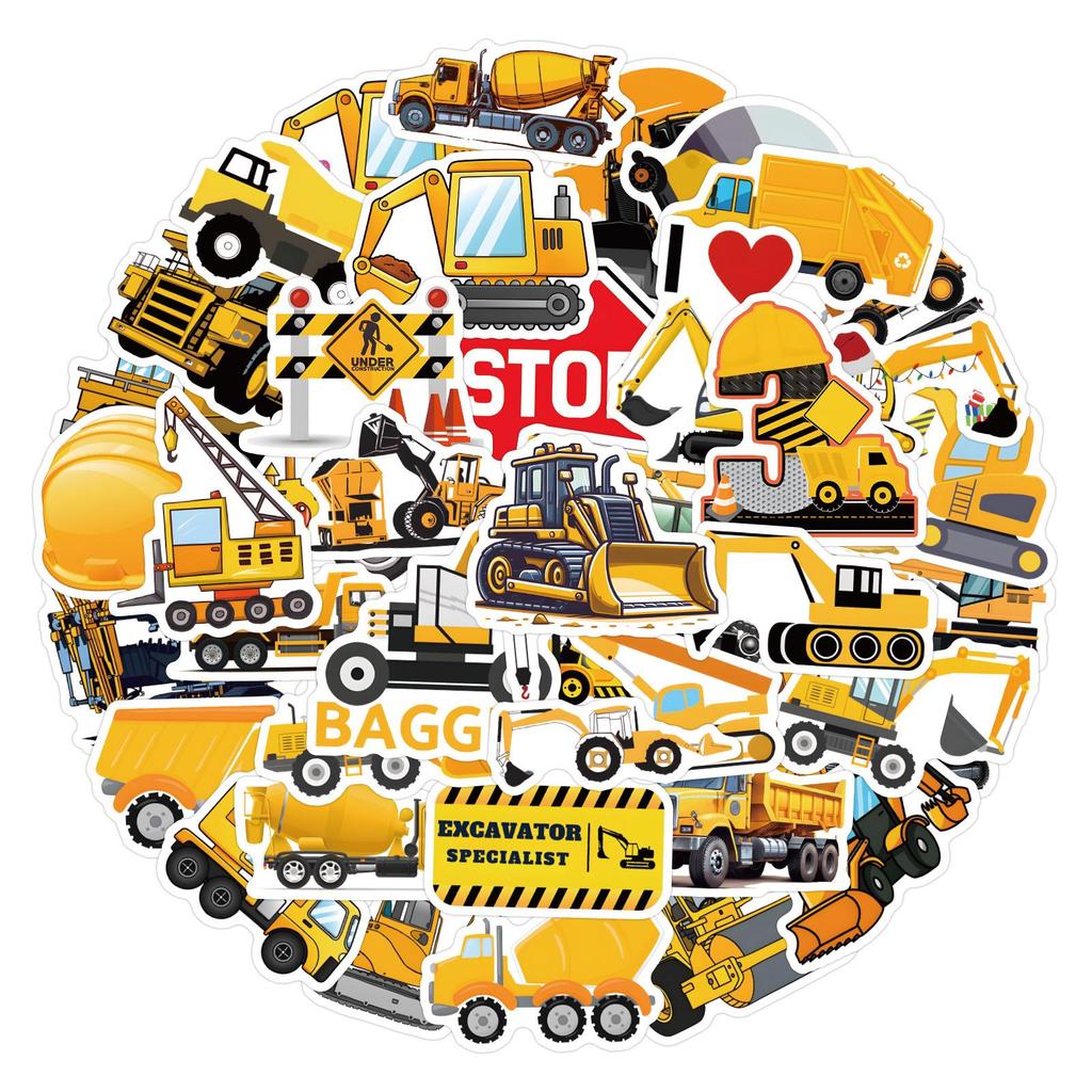 55 Unique Excavator Graffiti Stickers for Car, Suitcase, and Water Cup