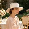 Sophisticated Lady Hat Flat Top Fedora Hat, Wool Blend Derby Cap, Retro Jazz Casual Outdoor Sun Protection Wide Brim Felt for Women, Events
