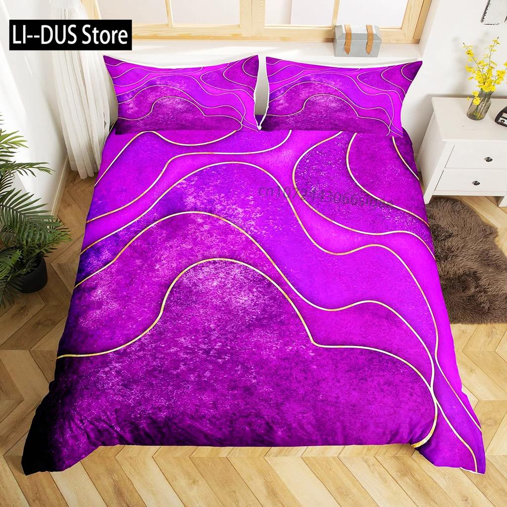 Abstract Sea Bed Set Marine Wave Duvet Cover Bedding Set Twin Comforter Cover Coastal Beach Theme Bed Cover 3pcs Orange Teal