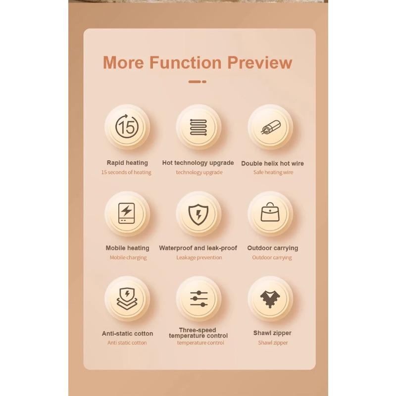 Graphene Heating Warming Blanket Blanket Warming Blanket Heating Shawl USB Washable Leg Cover Shawl Electric Blanket No Power