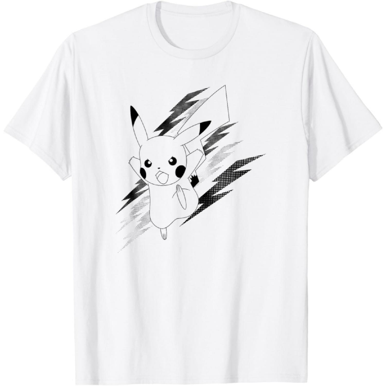 Pokémon Black & White Pikachu Electric Action Poster T-Shirt XXXXXL белый