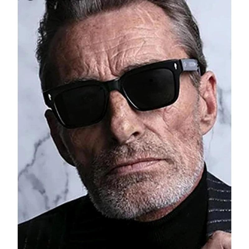 Square Chunky Sunglasses for Women & Men, Trendy Rectangle Shades with UV400 Protection (Black)
