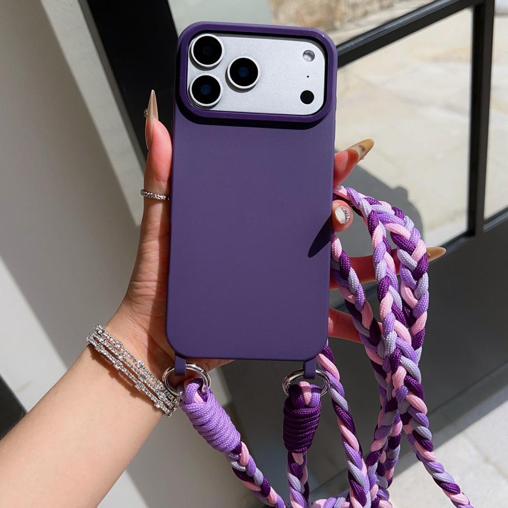 Candy Silicone with Colored Crossbody Lanyard Phone Case for iPhone Air 17 16 15 14 13 12 11 Pro Max Plus 16e Strap Protect Case