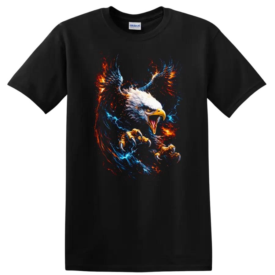 Eagle Fire Lightning T Shirt Vibrant Wild Animal Graphic Tee