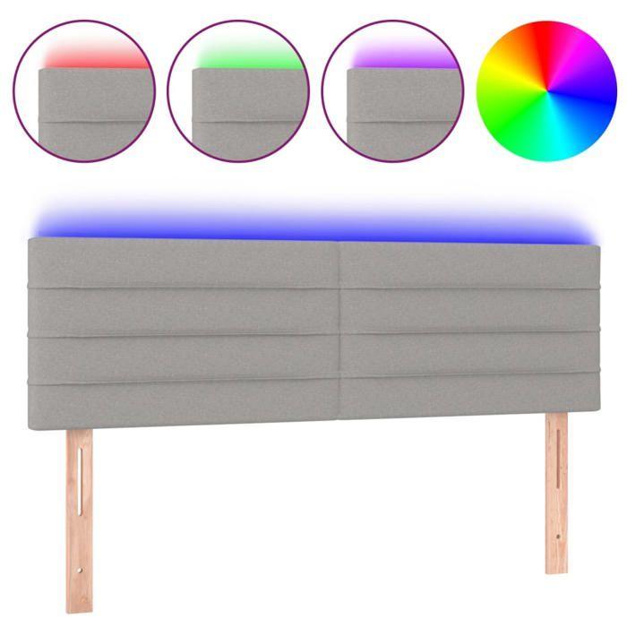 VidaXL Tête de Lit à LED Meuble de Chambre à Coucher Accessoire de Lit Double Tête de Cadre de Lit Intérieur Gris Clair 3121750