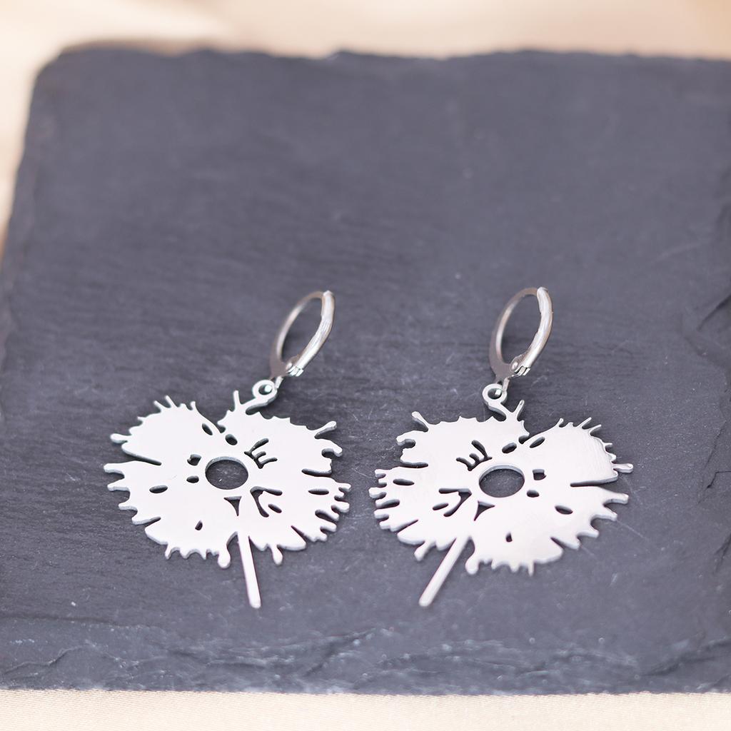Kinitial Stainless Steel Death Moth Sun Moon Snake Mushroom Cactus Hamsa Hand Horse Earrings For Women Trendy Piercing Jewelry