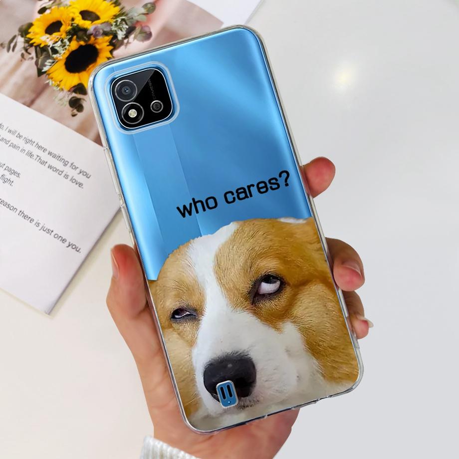For Realme C11 2021 Phone Case RealmeC11 C 11 2021 RMX3231 Back Cover Soft TPU Transparent Silicone Bumper Flower Butterfly