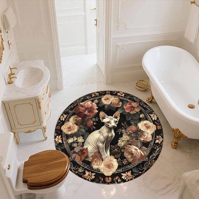 Cats pattern round rug,Carpet Rug for Living Room Bedroom Playroom ,Non-slip Floor Mat,Holiday Gifts and Birthday Gifts.