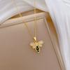 Green Bee Light Luxury Temperament Gorgeous Full Diamond Necklace Female Versatile Collarbone Chain Titanium Steel Chain