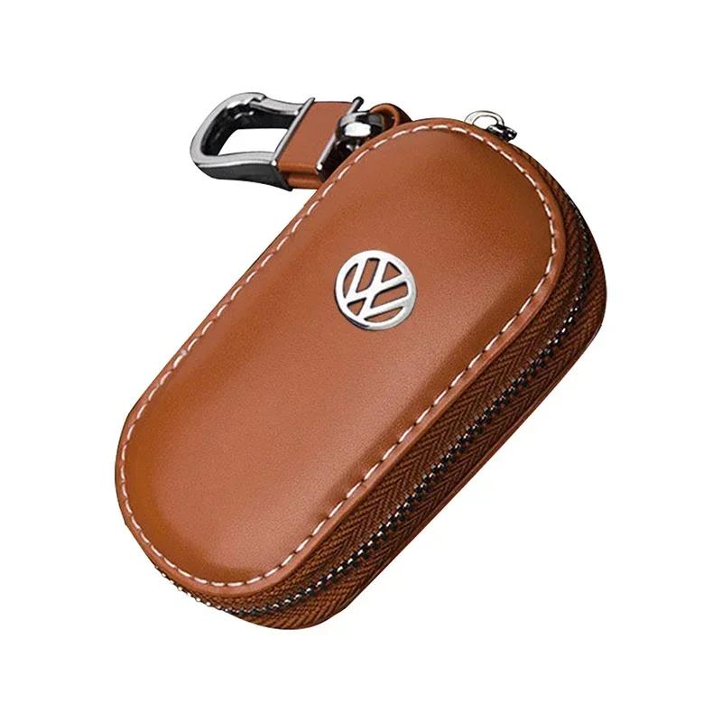 

2025 Hot Leather Car Key Case Purse Cover for Volkswagen Sharan Golf Passat Jetta Touareg Tiguan Sagitar Lavida Scirocco Accesso
