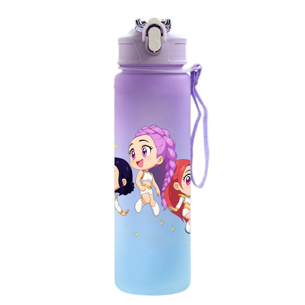 750Ml Water Bottle Cartoon K-Pop Demon Hunters Printed Large Capacity Drinking Cup Portable Outdoor Sports Water Cup Children Kid Gift
