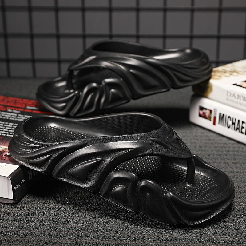 Men Summer Non-slip Flip Flops Outside Beach Slippers Flat Shoes Outdoor Slides Non-Slip Home Ashion Sandals Hollow Breathable