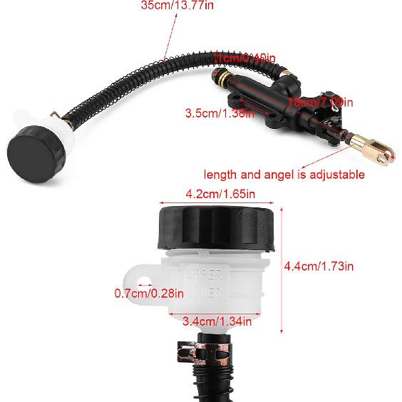 Keenso Rear Brake Master Cylinder, Motorcycle Rear Brake Hydraulic Master Cylinder with Reservoir