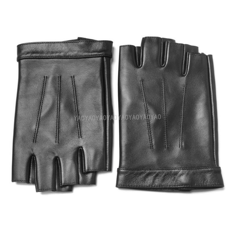 Goat Skin Half Finger Men's Car Motorcycle Gloves Driving Motorcycle Harley Half Palm Gloves