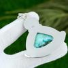 Tibetan Turquoise Gemstone 925 Sterling Silver Bezel Elegant New Pendant Jewelry