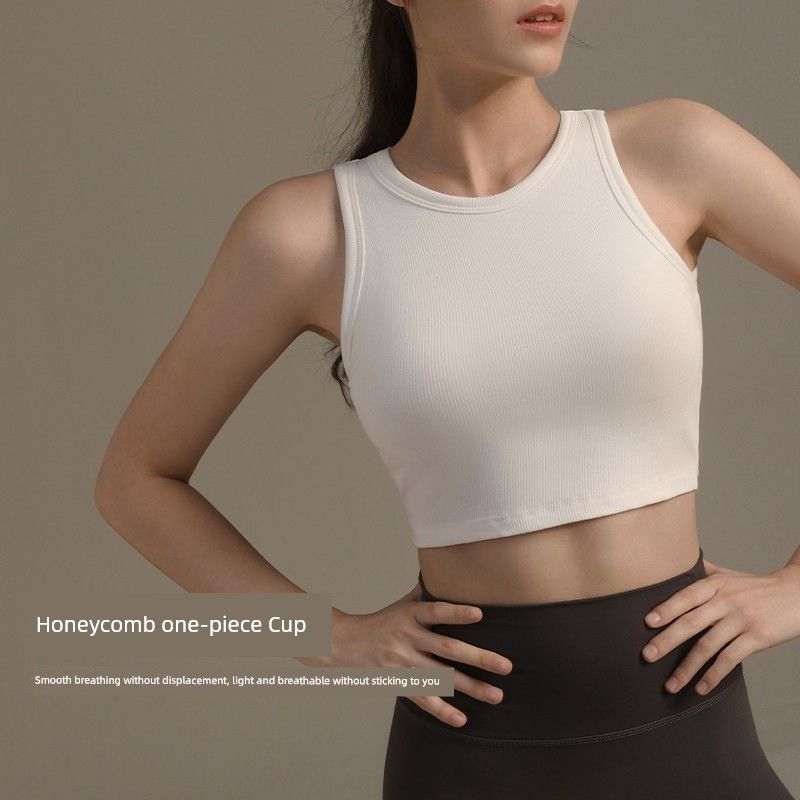 

Sports Underwear Women Summer Outer Wear Running Shockproof Pilates Training Yoga Vest Professional Fitness Bra Bra S 70ABC (40.00 kg-50.00 kg White