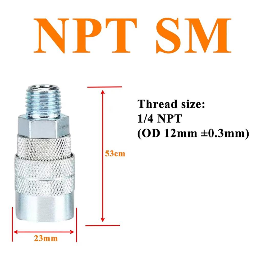 1 Pezzo Connettore Rapido NPT 1/4 Tipo USA Connettore per Tubo in Metallo PM SM PF SF Connettore per Raccordi Pneumatici