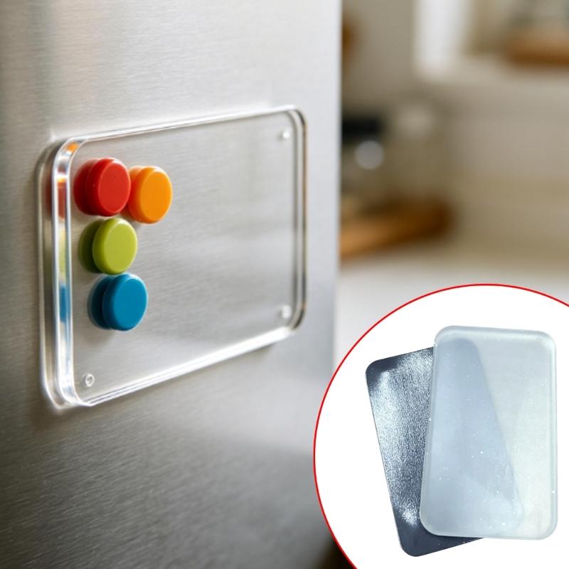 10 Pack Customizable Photo Magnets Craft Set with Clear Square Acrylic Panel, Adhesive Backing, DIY Magnetic Photo Frame for Photo, Crafts, Office,