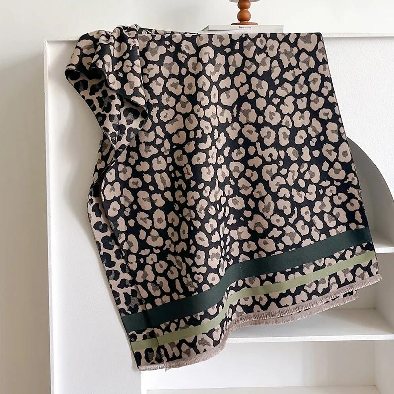 New Autumn And Winter Leopard Print Scarf Women Cashmere Shawl And Wraps Pashmina Neckerchief Bufanda Female Long Echarpe