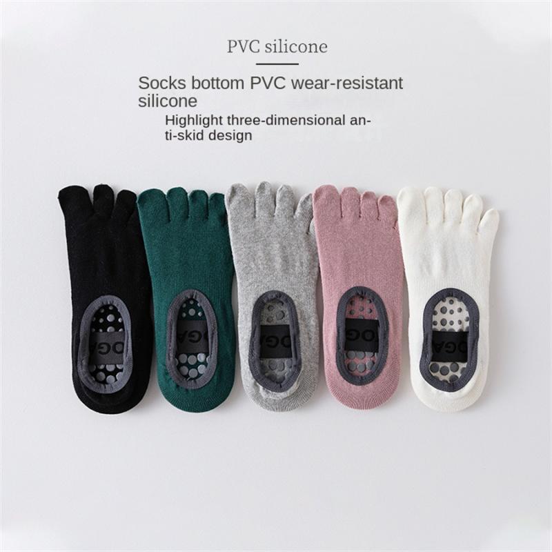 New Women Anti Slip Pilates Socks Five Toe Silicone Non-Slip Yoga Sock Bandage Ballet Dance Ladies Fitness Sports Cotton Sock