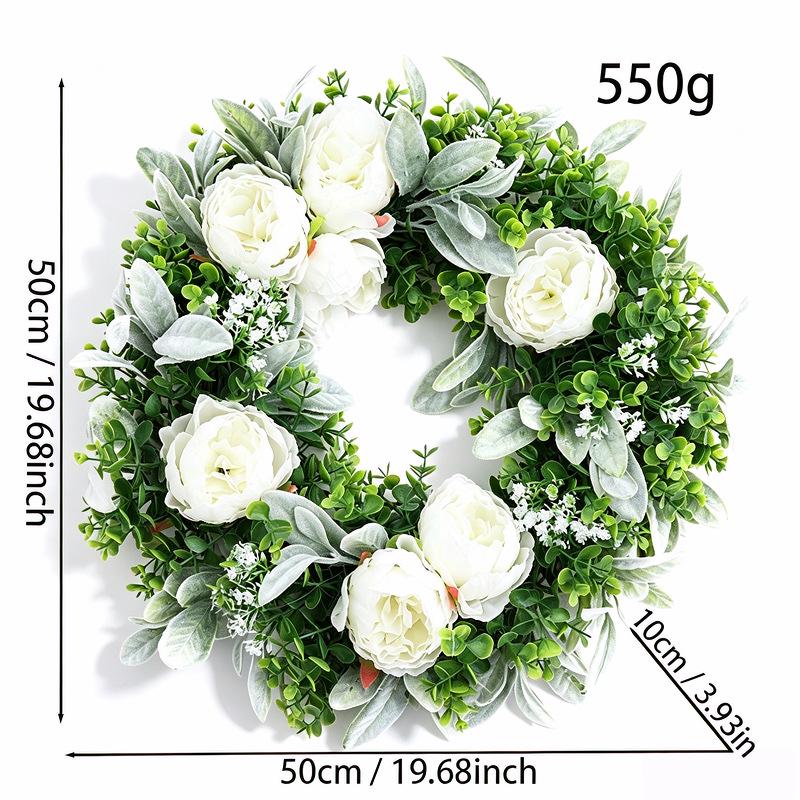 Spring Faux Peony & Eucalyptus Wreath for Home, Front Door, Kitchen, Living Room, Bedroom & Outdoor Decor