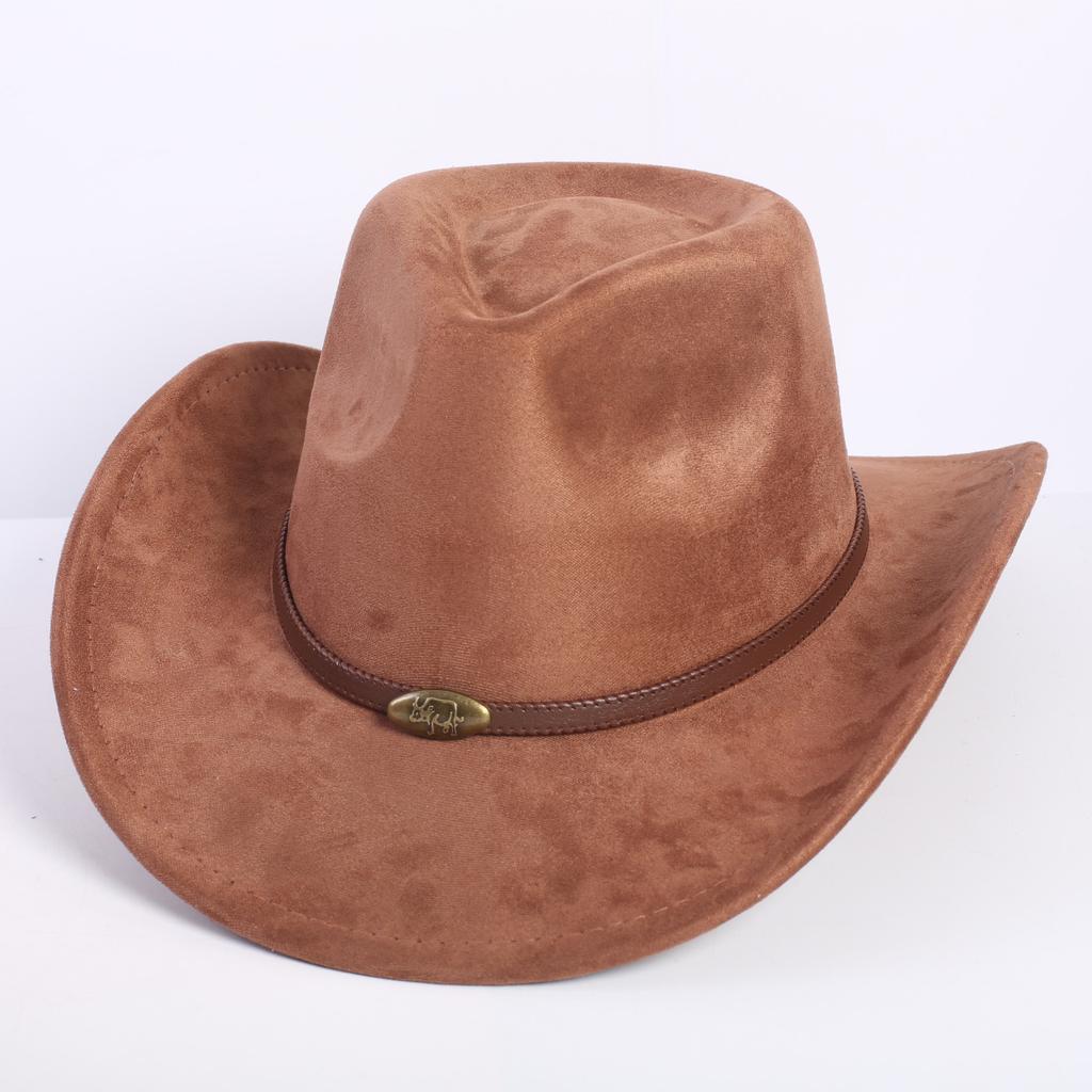 Popular European and American classic suede western cowboy hat men's and women's fashion LO style peach heart cowboy hat