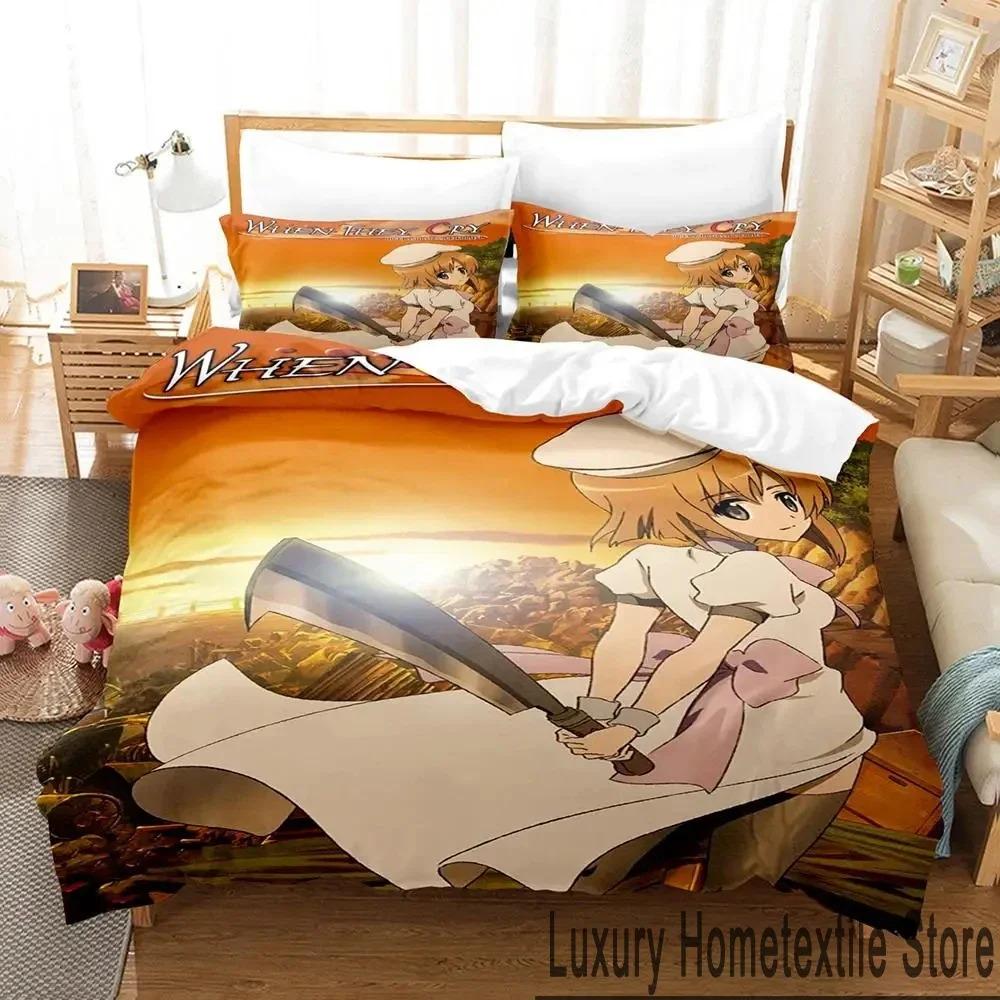 Breathable SkinFriendly King Queen Quilt Comforter Anime Higurashi When They Cry 3D Bed Size Boys Adult
