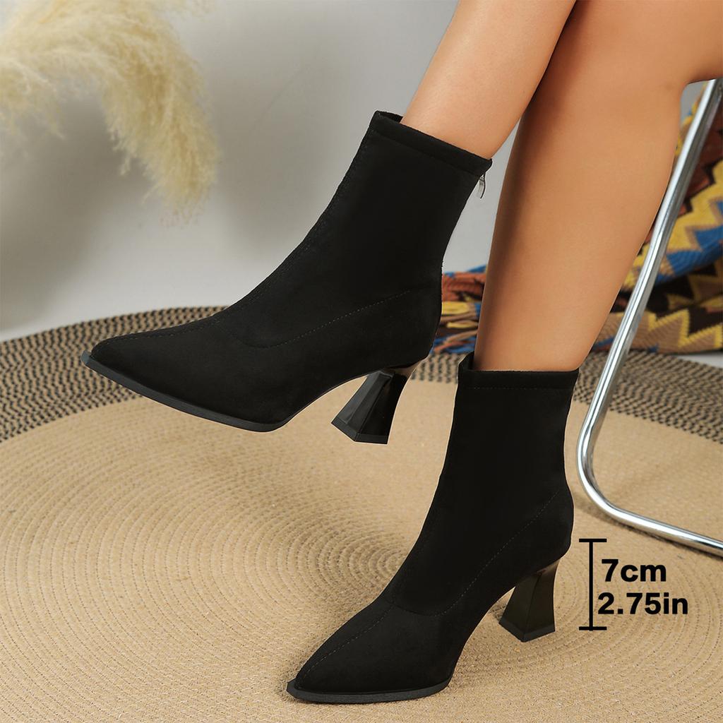 Damenmode Spitz zulaufende Absatzstiefel mit Stretch-Passform, schmal