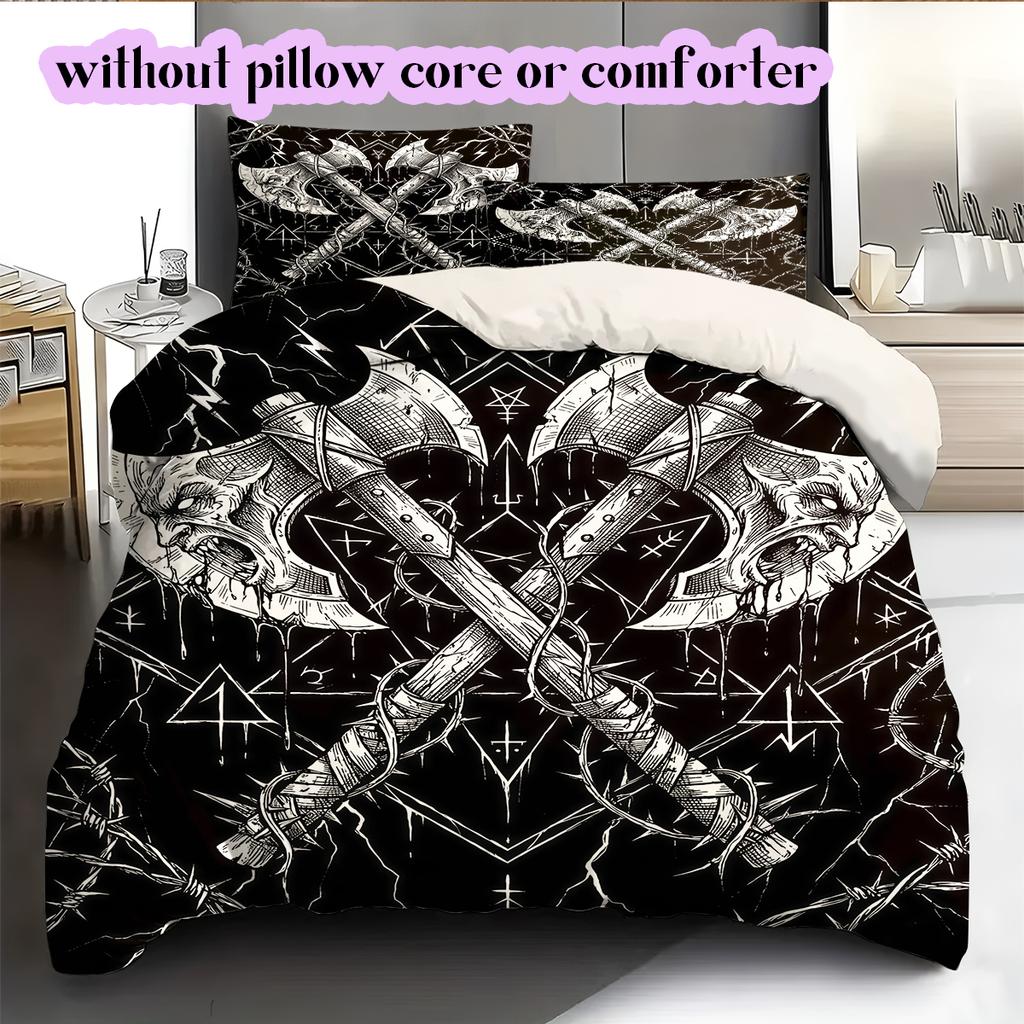Thorn Gothic Dark Pattern Bedding Quilt Set Quilt Cover Pillowcase Home Decoration Birthday Gift (1 * duvet cover + 2 * pillowcase, without core)
