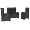 Maison Exclusive - Ensemble à manger de jardin avec coussins 3 pcs Noir