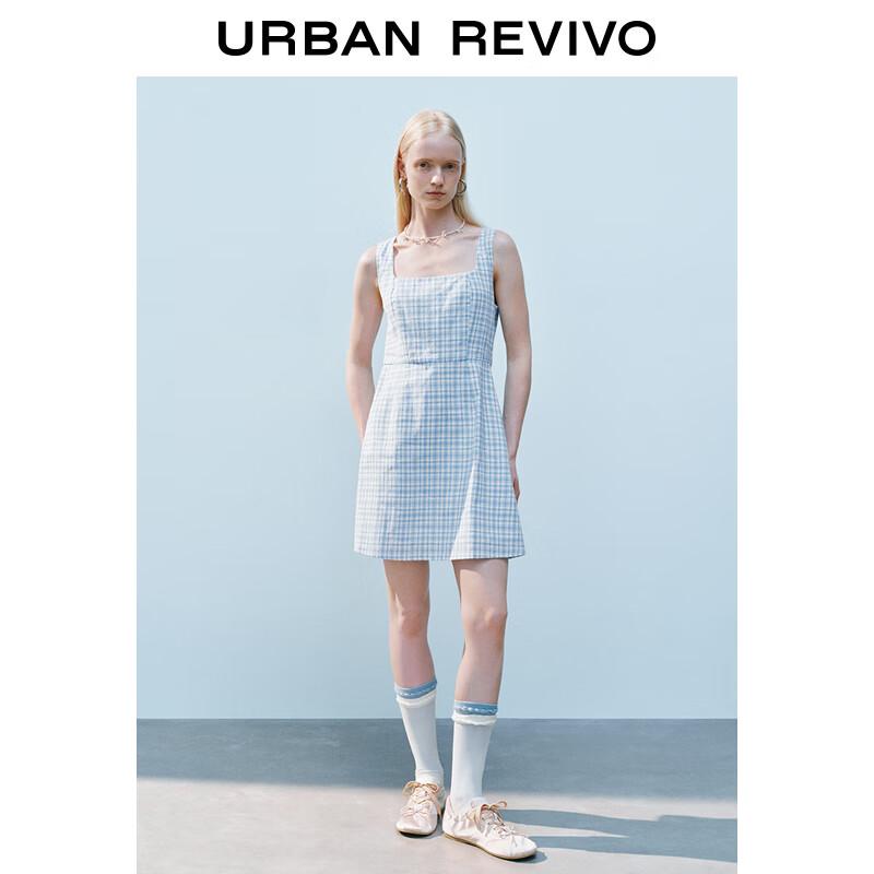 

UR 2025 Summer Contrast Plaid Sleeveless A-line Dress M