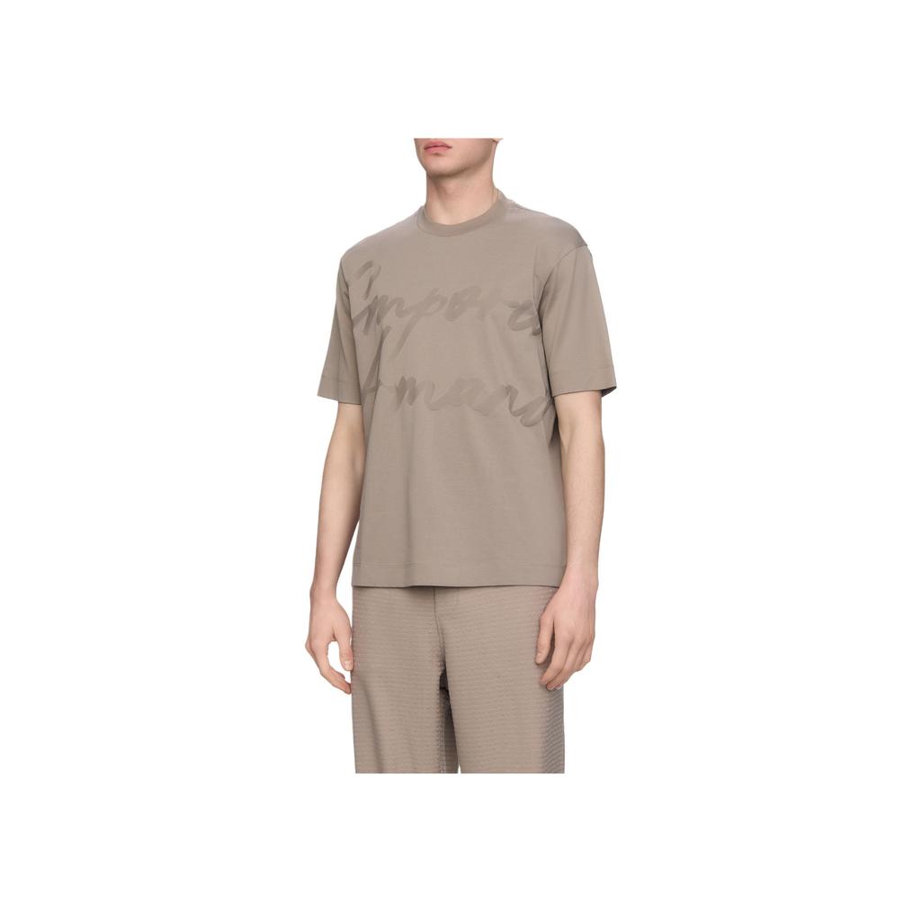 Emporio Armani Letter Print Crew Neck Short Sleeve T-Shirt Men tops Brown EM000943AF10762-F6065