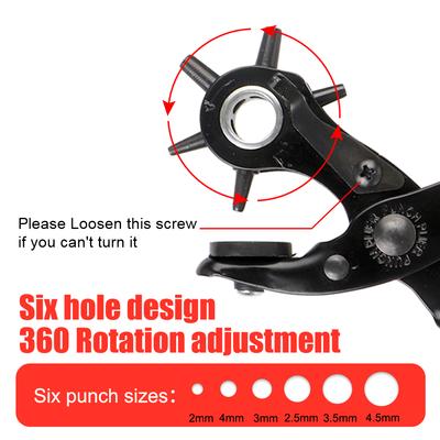 DIY Punch Hole Tool Set Punch Plier Revolving Leather Eyelet Puncher for Strap Belt Saddle Watchband Leathercraft