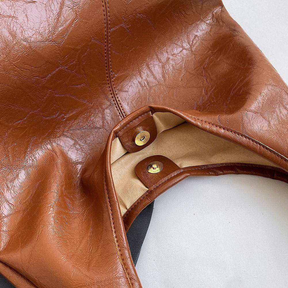 Vintage Leather Shoulder Bag with Clutch Purse Fashion Soft Hobo Bag Casual Tote Handbag Set Satchel Commuting Underarm Pouch