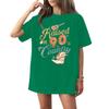 Women's Round Neck Short Sleeve T-Shirt with Music Festival Print for Casual Events