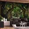 Twisted Tree Arch Tapestry Wall Hanging, Enchanted Garden Path with Floral Magical Landscape Wall Art for Home Decor