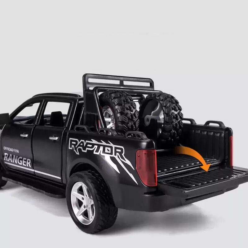 1/32 Ford Raptor F350 Pickup Alloy Car Model Diecast Metal Off-road Vehicles Car Model Simulation Sound and Light Kids Toys Gift
