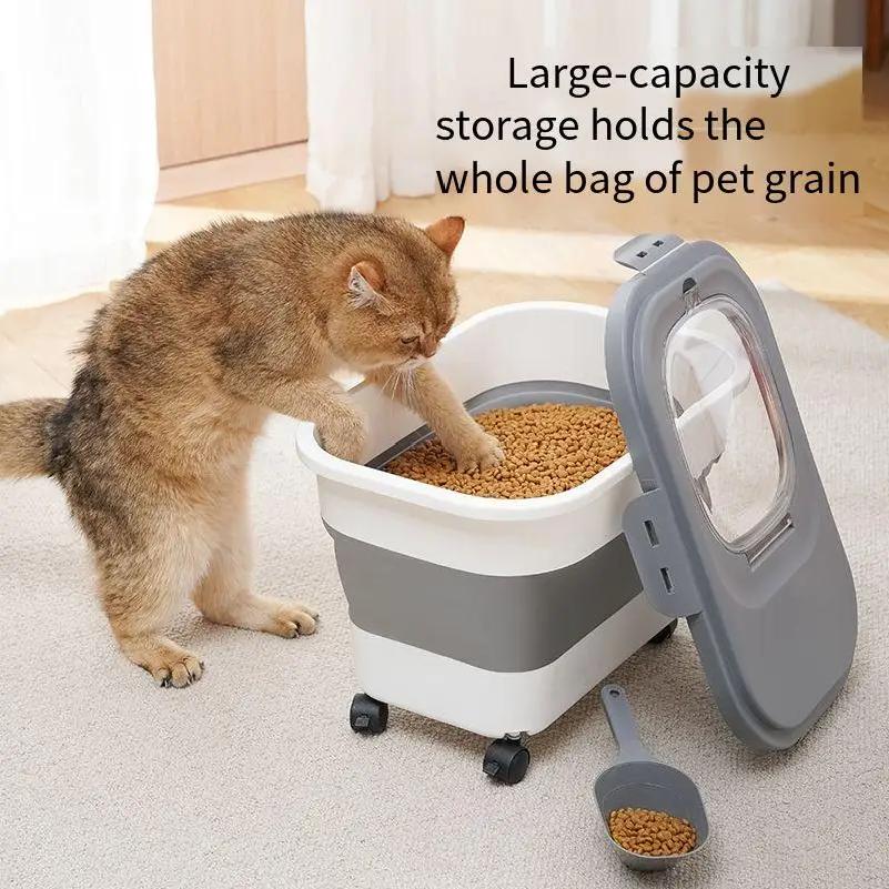 Collapsible Cat Dog Food Storage Container Dry Cat Food Box With Lids Airtight Sealing Kitchen Grain Rice Storage Boxes