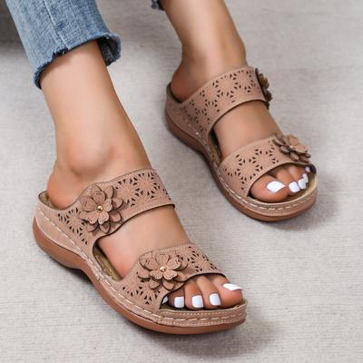 Sommer-Hausschuhe für Damen, große Damenschuhe, Retro-Römersandalen, lässige Keilsandalen für Damen, Hausschuhe mit dicker Sohle