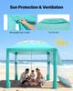 Beach Cabana, 2.4 X 2.4 M Beach Canopy with Side Wall, UPF 50+ Protection Easy Setup Cabana Tent with Sand Pockets, Adjustable Height Portable Shade