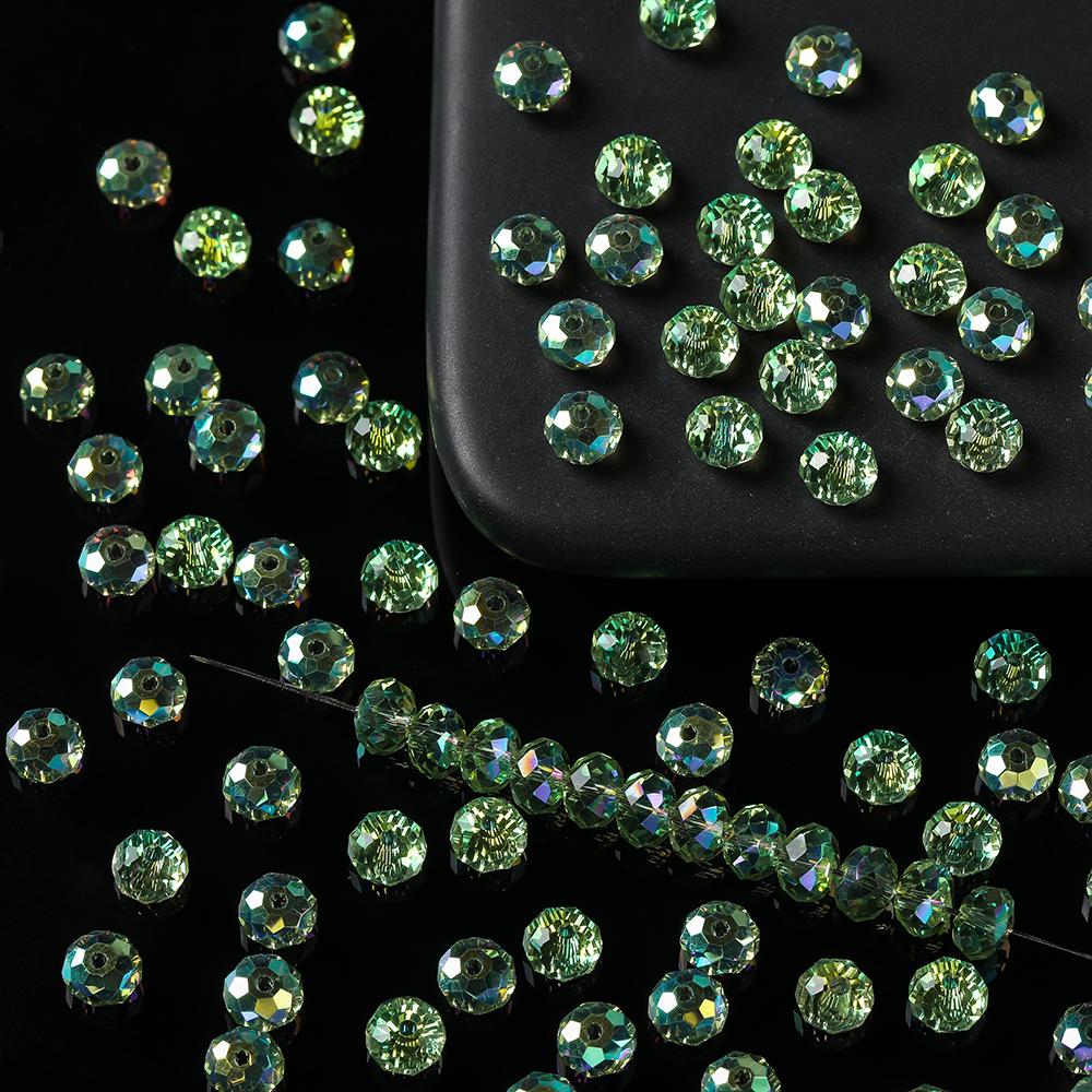 50pcs AB Color Glass Faceted Flat Round Beads Spacer Loose Beads for DIY Necklace Bracelet Earring Jewelry Making Accessories