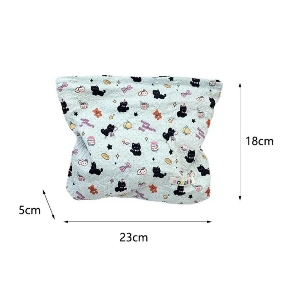 1pc Double-Sided Cartoon Pattern Cosmetic Bag Large Capacity Multifunctional Canvas Zipper Travel Storage Bag
