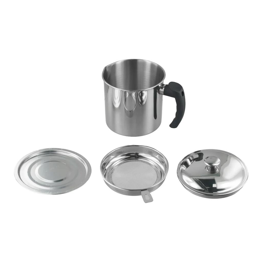 Grease Strainer With Lid Red Green Silver Stainless Steel Oil Pot Easy To Clean Fine Mesh Filter High Temperature Resistant