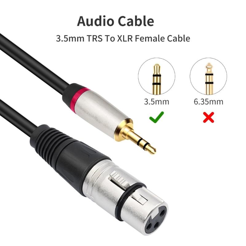 Professional Stereo Microphones Cable, 1/8inch 3.5mm Male To 3Pin XLRs Female Connectors for Music Interfaces