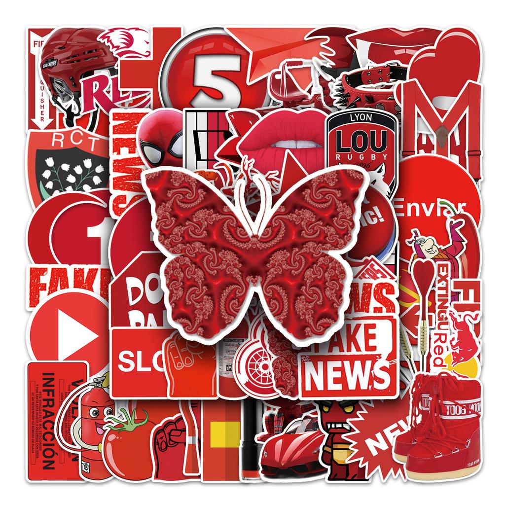 52 Red Cartoon Doodle Personalized Suitcase Suitcase Scooter Car Mobile Phone Waterproof Decorative Stickers